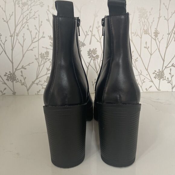 House of Harlow 1960 Hawthorne Ankle Boot Black Leather Chunky Heel size 10 NWO - Picture 4 of 14